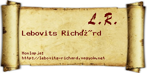 Lebovits Richárd névjegykártya